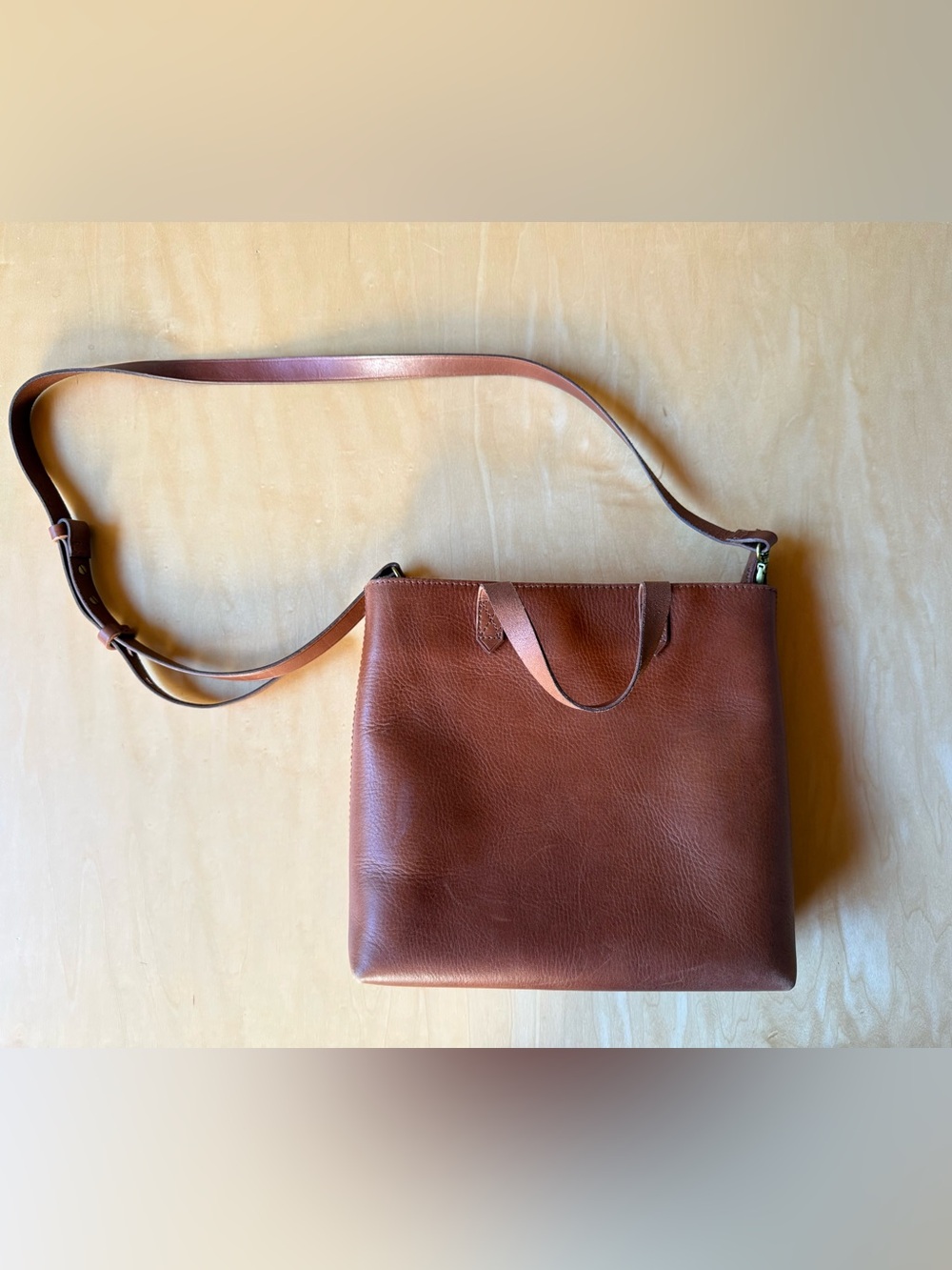 Madewell Chestnut Brown Leather Crossbody Tote